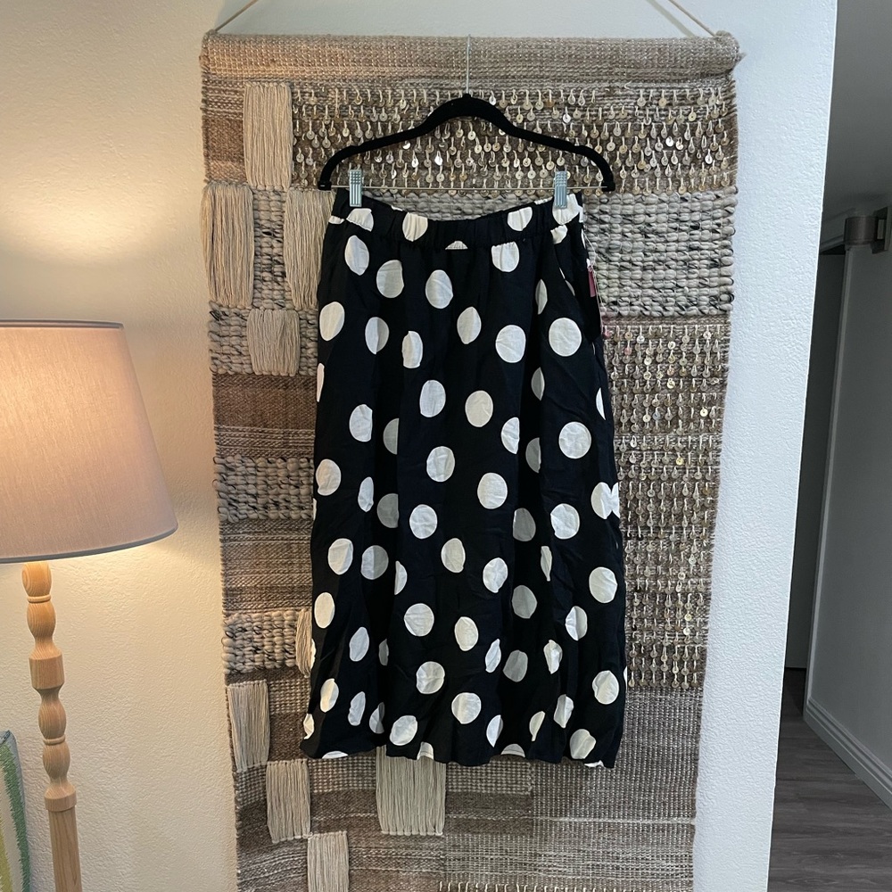 NWT Tabatha Brown for Target black & white polka dot midi skirt sz S - Picture 3 of 10